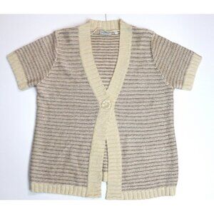WOMEN'S BEIGE SHORT SLEEVE CARDIGAN SWEATER - CANDA COLLECTION AT C&A - SIZE L